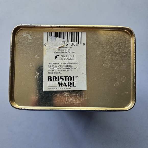 1984 Vintage Reproduction Nabisco Cream of Wheat Metal Lithograph Biscuit Tin - Picture 5 of 6